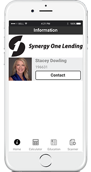 Synergy One Lending Phone with Stacey's contact information